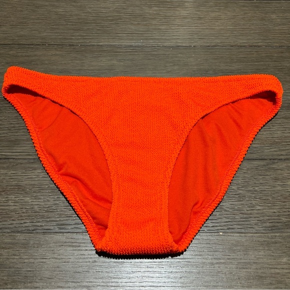 Bikini High Leg Swimsuit Bathing Suit Bottoms Orange Ribbed Large NWT - Picture 1 of 7
